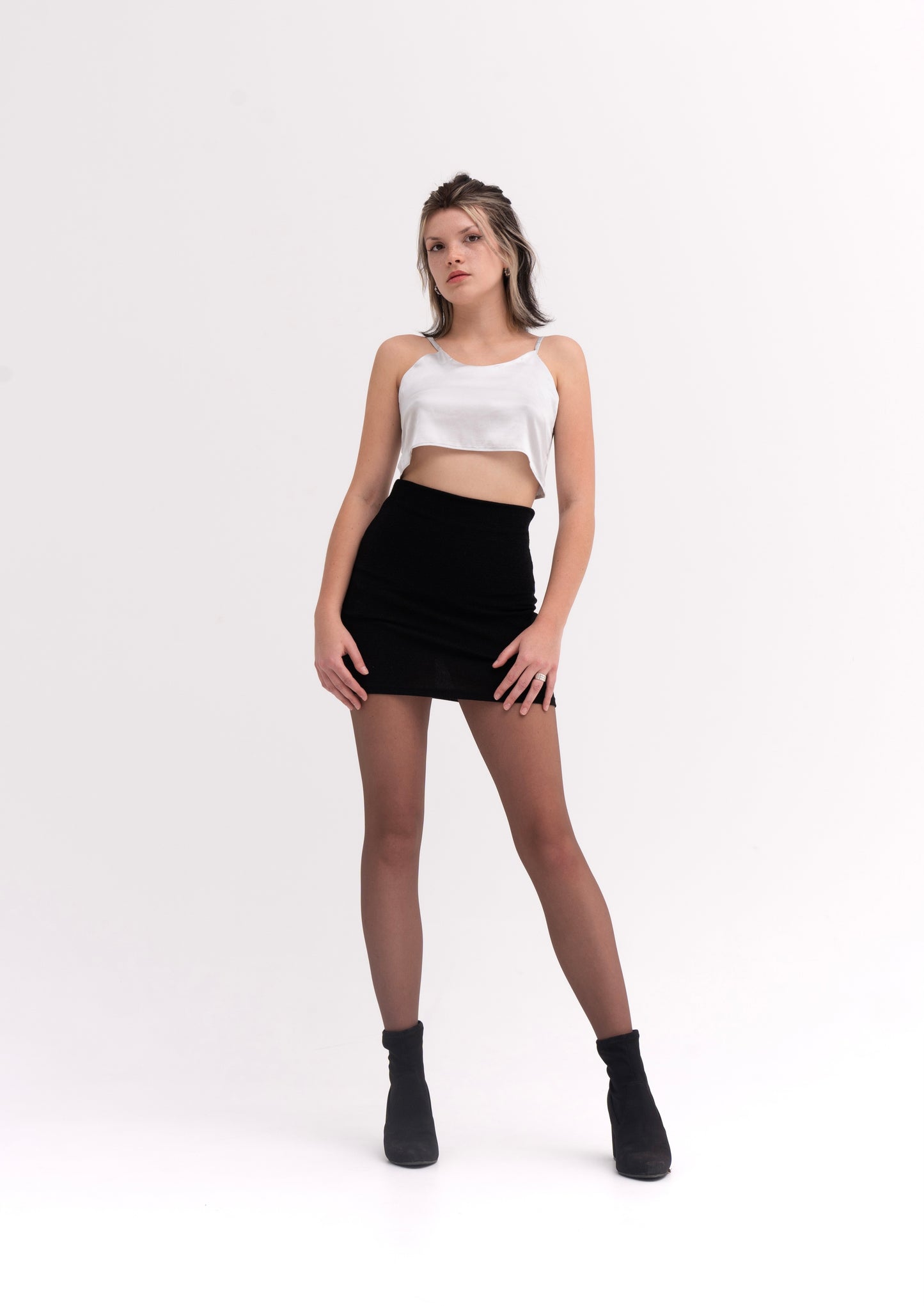 Luxury Silver Silk Satin Crop Top with Straps